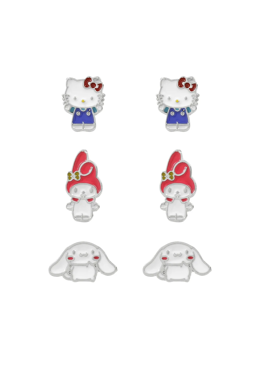 Hello Kitty Silver Earring Set 3 Pcs - One Size Image 1