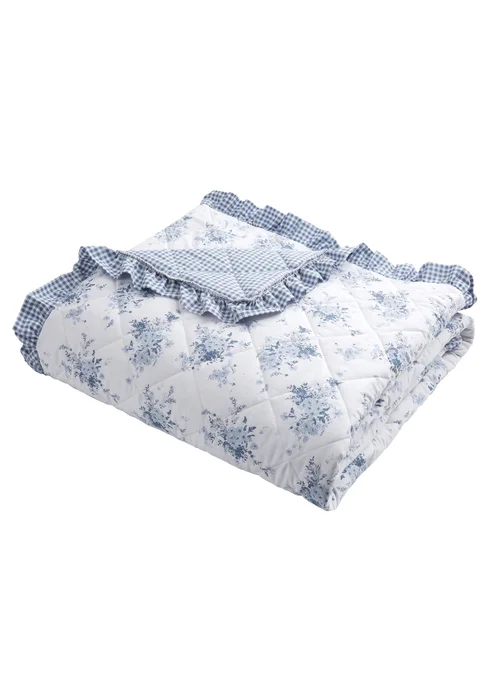 Catherine Lansfield Lucie Floral Frill Fully Reversible Bedspread 220x230cm - One Size Image 3