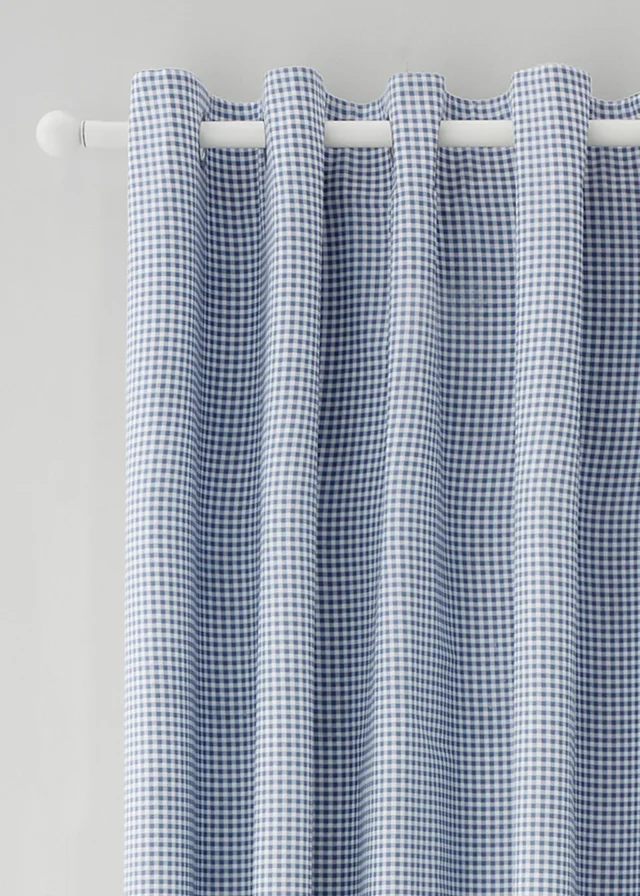 Catherine Lansfield Lucie Floral Frill Fully Reversible Eyelet Curtains Blue