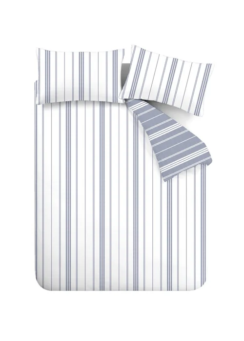 Catherine Lansfield Harbour Stripe Reversible Duvet Cover Set Blue - Single Image 5