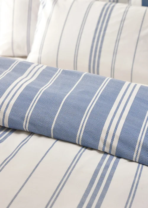 Catherine Lansfield Harbour Stripe Reversible Double Duvet Cover Set Blue - Single Image 4