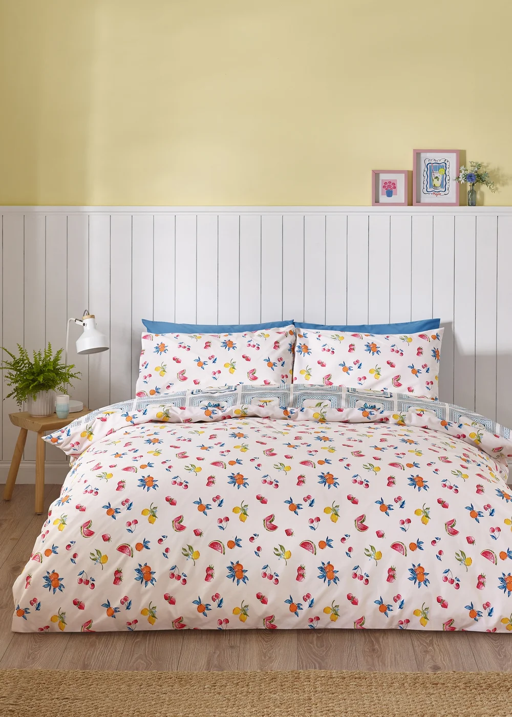 Catherine Lansfield Riviera Tiles Reversible Double Duvet Cover Set Blue - Single Image 2