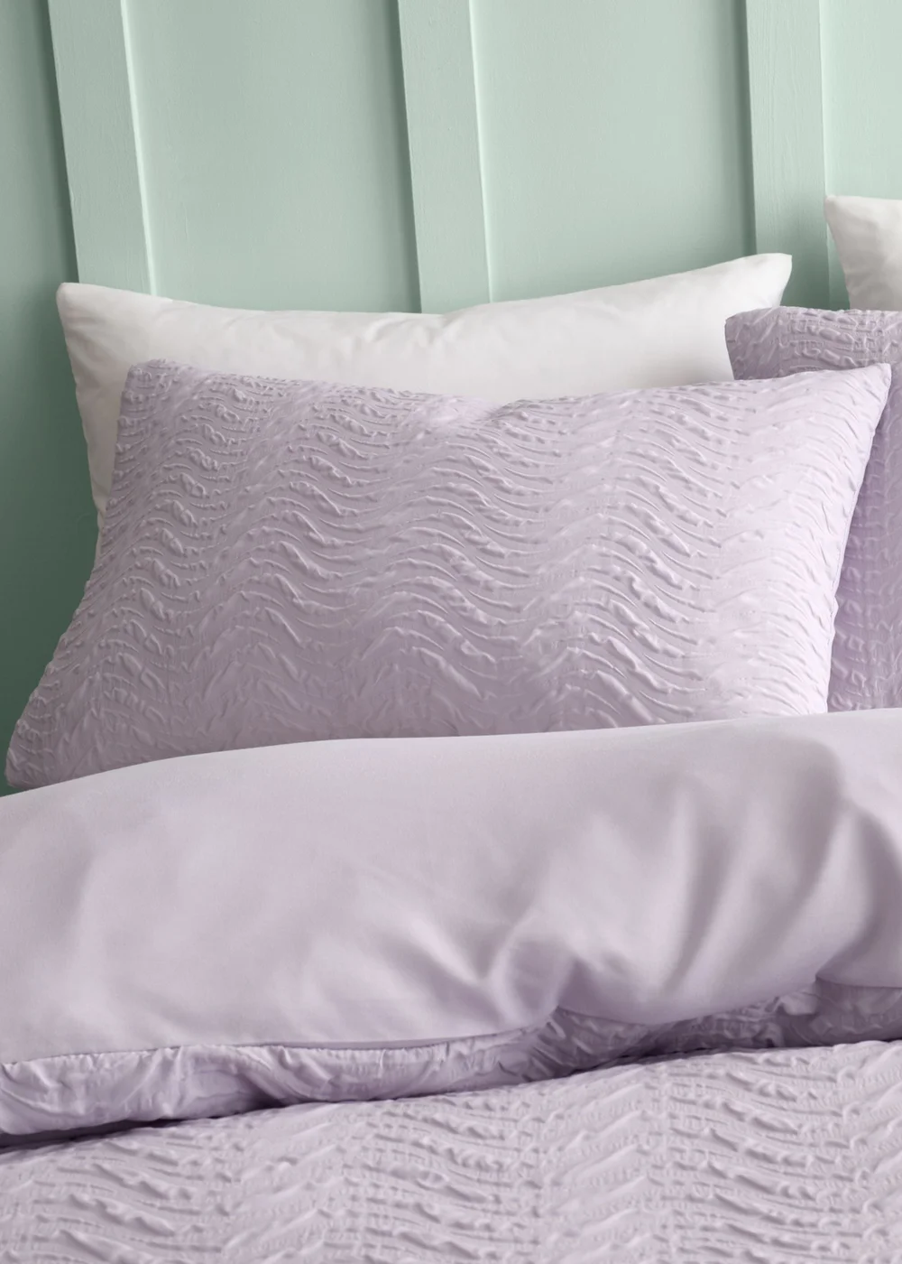 Catherine Lansfield Heatset Wave Duvet Cover Set Lilac - Single Image 2