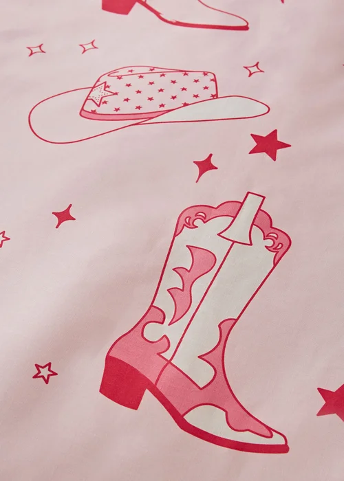 Sassy B Cowgirl Boot Reversible Duvet Cover Set Pink - Single Image 4