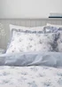 Catherine Lansfield Lucie Floral Frill Reversible King Duvet Cover Set White Blue - Single Image 2