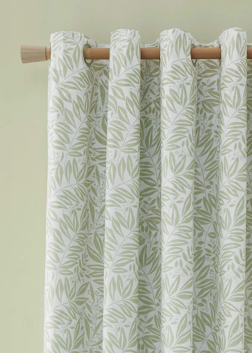 Catherine Lansfield Sorrel Leaf Fully Reversible Eyelet Curtains Green - 66W X 90D (168x228cm) Image 2