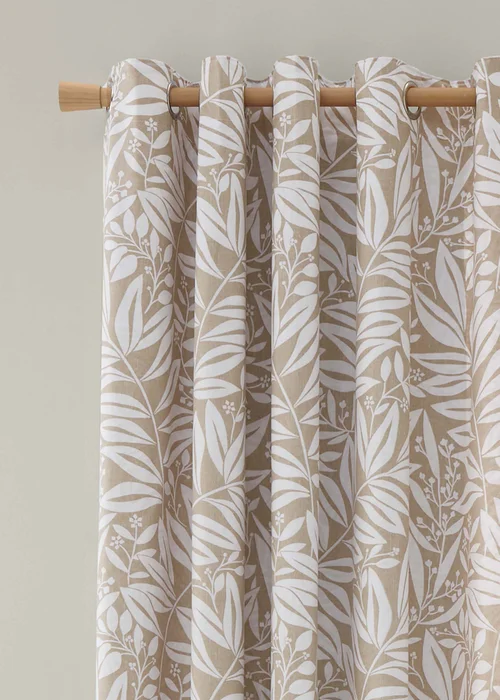 Catherine Lansfield Sorrel Leaf Fully Reversible Eyelet Curtains Natural - 66W X 90D (168x228cm) Image 3