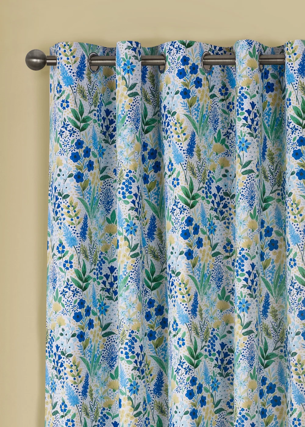 Catherine Lansfield Tilly Floral Fully Reversible Eyelet Curtains Blue - 66W X 90D (168x228cm) Image 1