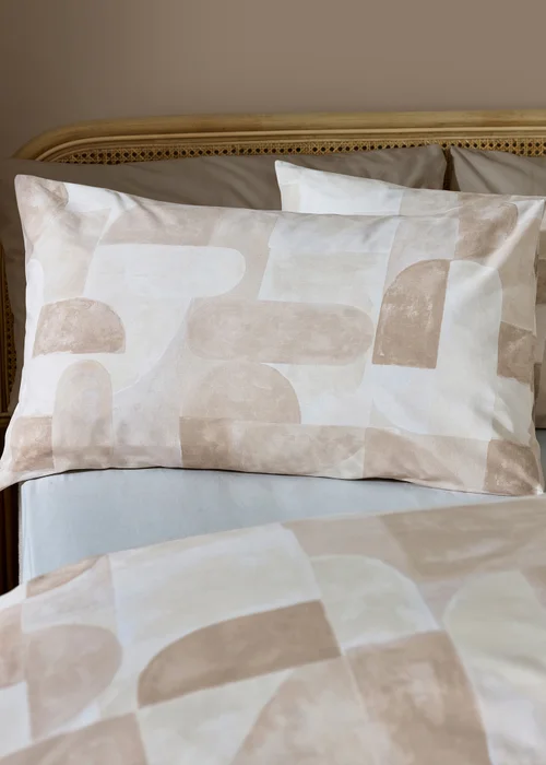 Catherine Lansfield Sloane Geo Reversible Super King Duvet Cover Set Natural - Single Image 3