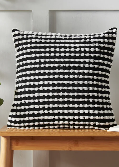 Catherine Lansfield Stab Stitch 43x43cm Cushion Black - 43W X 43D Image 2