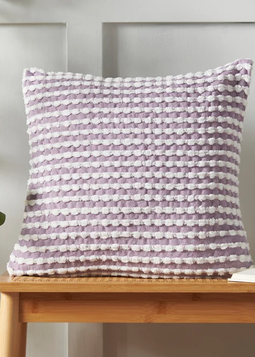Catherine Lansfield Stab Stitch 43x43cm Cushion Lilac - 43W X 43D Image 2