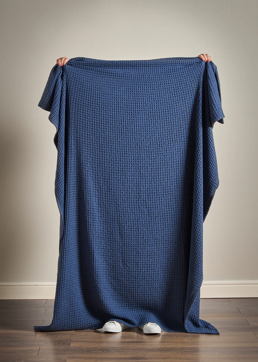 Pineapple Elephant Jaipur Chunky Waffle Cotton 150x200cm Blanket Throw Navy Blue - One Size Image 2