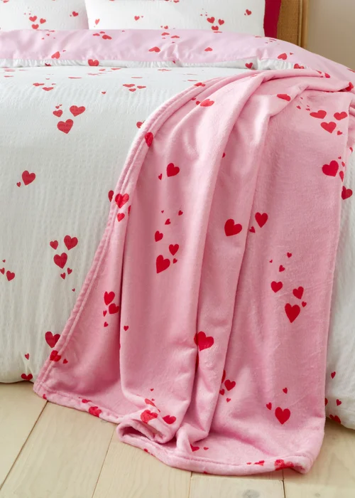 Catherine Lansfield Heart Cosy Fleece Oversized 200x240cm Blanket Throw Pink - One Size Image 3