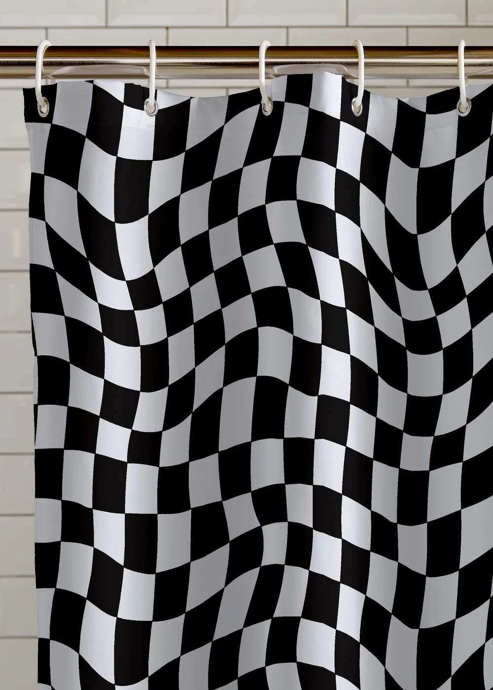 Catherine Lansfield Checkerboard Shower Curtain - One Size Image 2