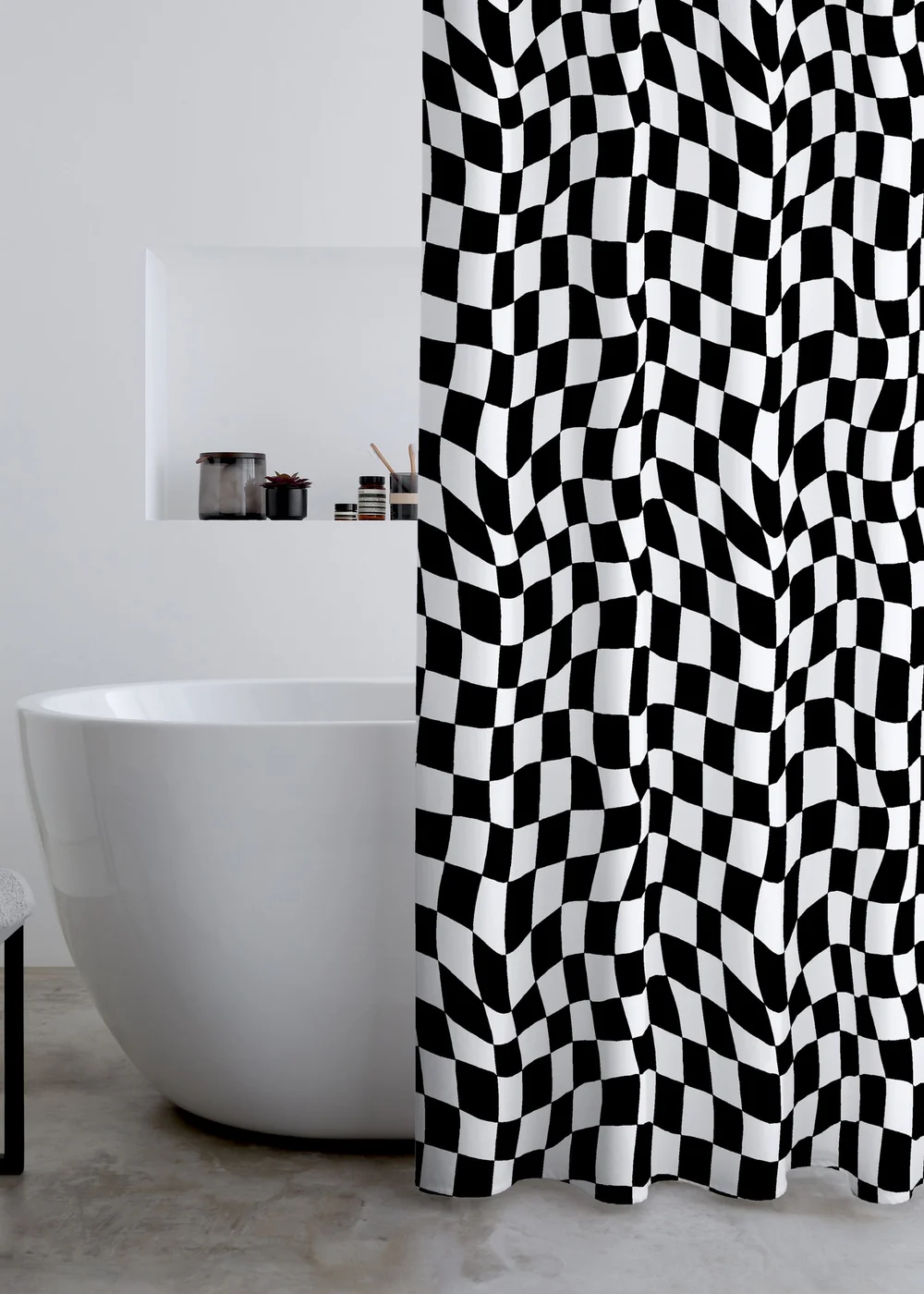 Catherine Lansfield Checkerboard Shower Curtain - One Size Image 1