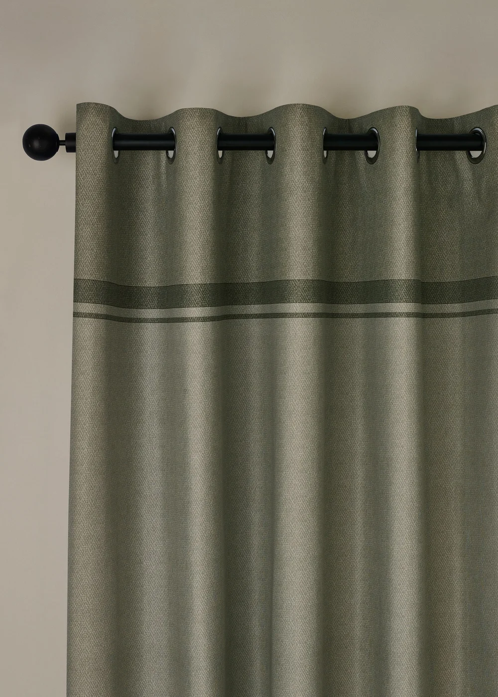 Catherine Lansfield Melville Lined Eyelet Curtains Green - 46W X 54D (117x137cm) Image 1