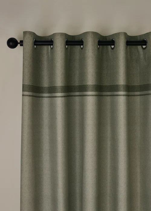 Catherine Lansfield Melville Lined Eyelet Curtains Green - 46W X 54D (117x137cm) Image 1