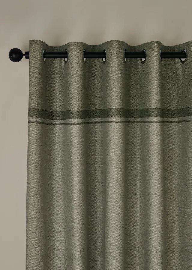 Catherine Lansfield Melville Lined Eyelet Curtains Green