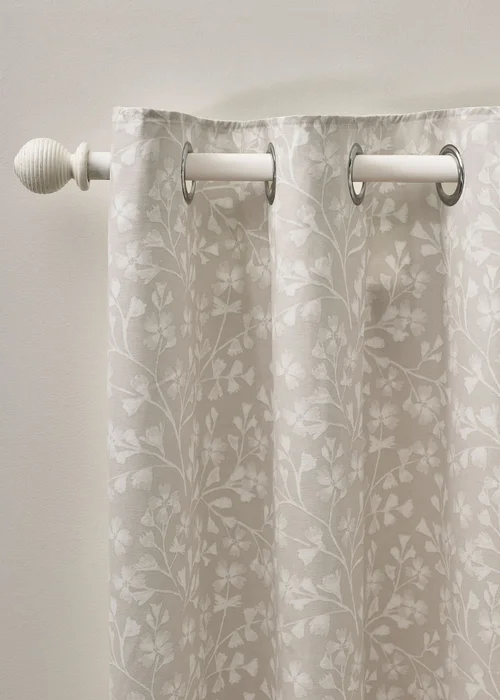 Catherine Lansfield Brooke Floral Lined Eyelet Curtains Natural - 90W X 90D (229x229cm) Image 1