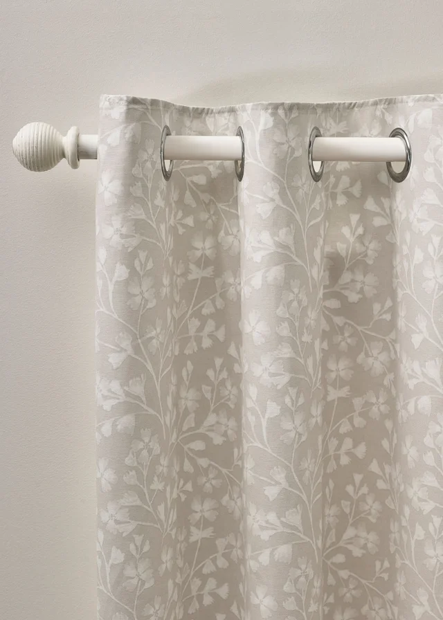 Catherine Lansfield Brooke Floral Lined Eyelet Curtains Natural