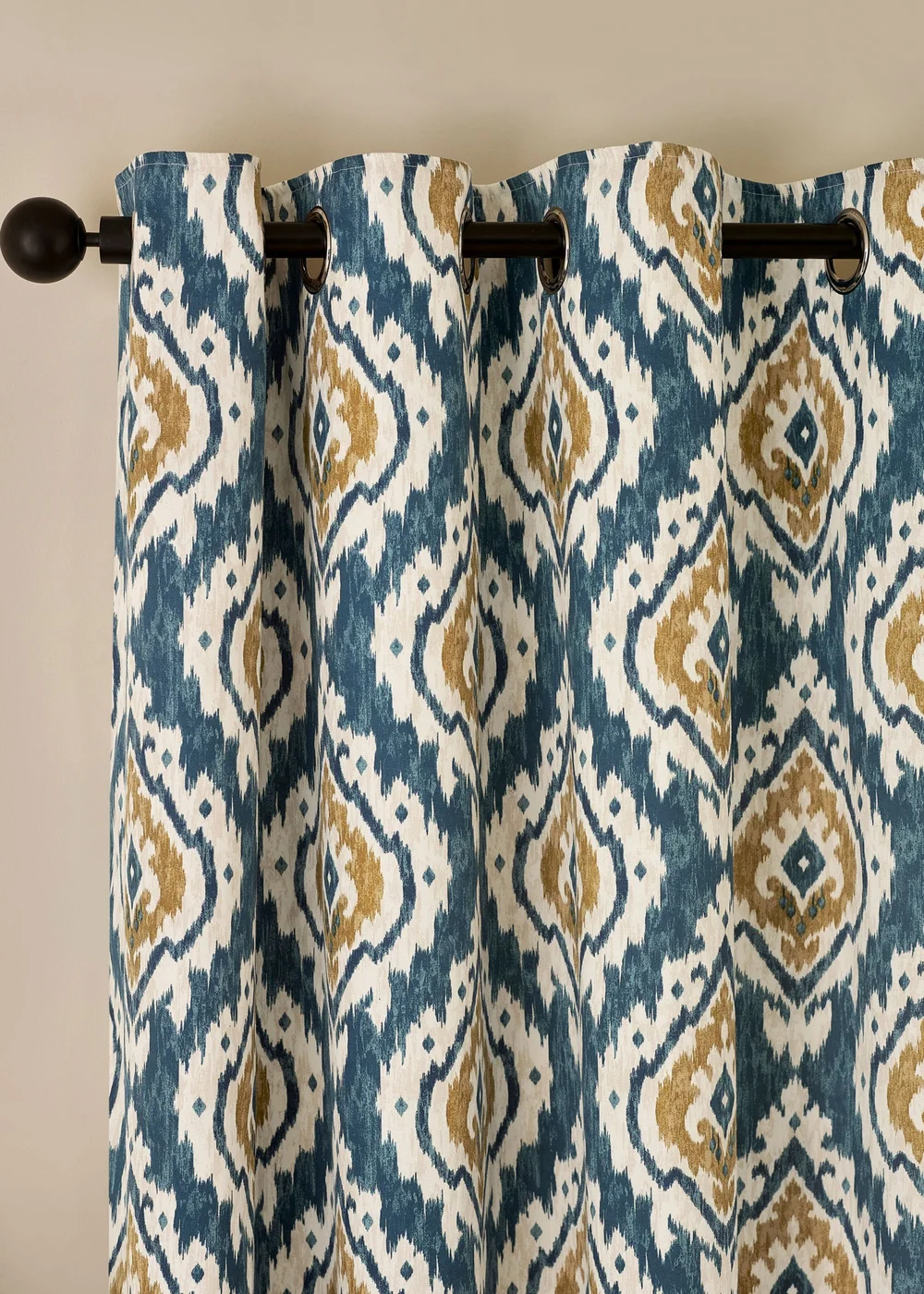 Pineapple Elephant Suri Geo Lined Eyelet Curtains Teal Green - 66W X 54D (168x137cm) Image 1