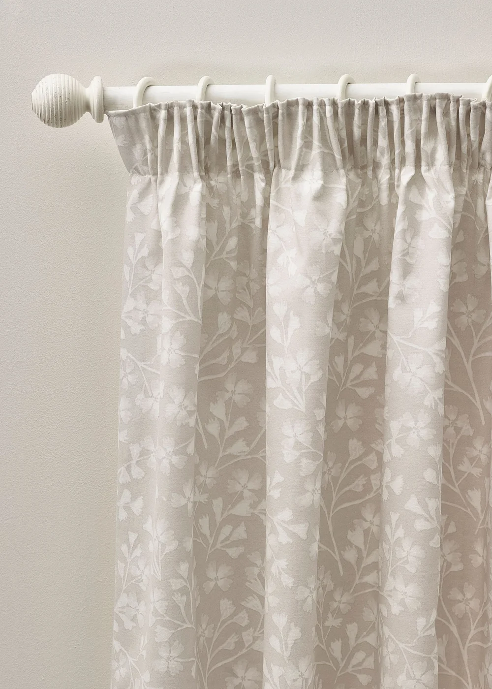 Catherine Lansfield Brooke Floral Lined Pencil Pleat Curtains Natural - 66W X 72D (168x183cm) Image 1
