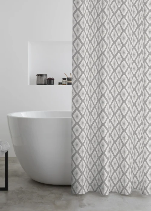 Catherine Lansfield Aztec Diamond Shower Curtain - One Size Image 1
