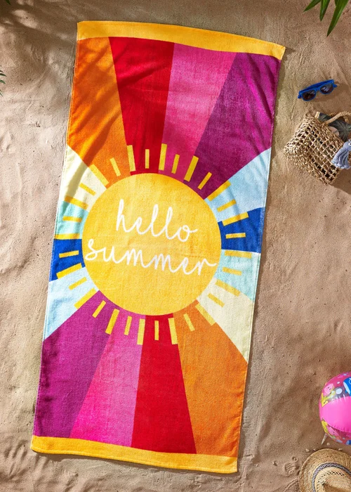 Catherine Lansfield Hello Summer Cotton Beach Towel - One Size Image 1