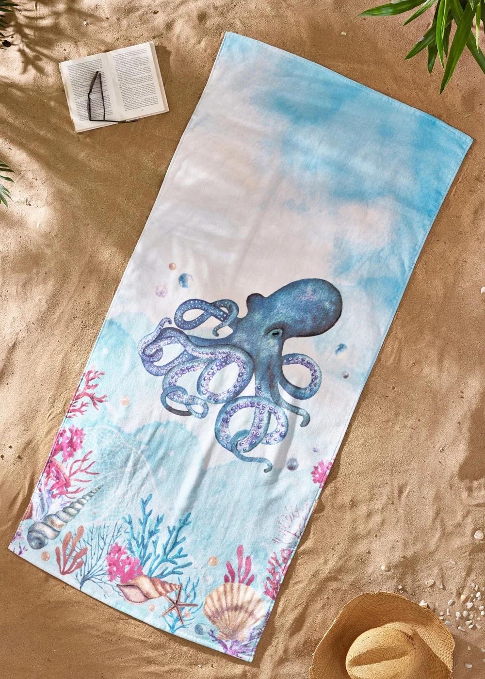 Catherine Lansfield Octopus Cotton Beach Towel - One Size Image 1