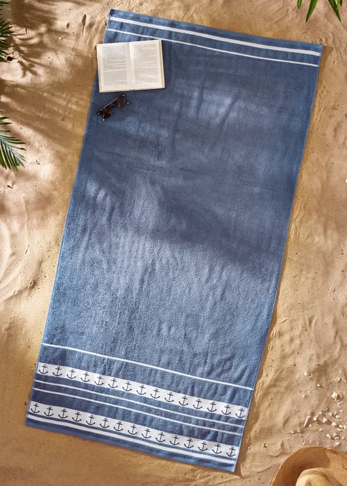 Catherine Lansfield Anchors Cotton Extra Large Beach Towel - One Size Image 1