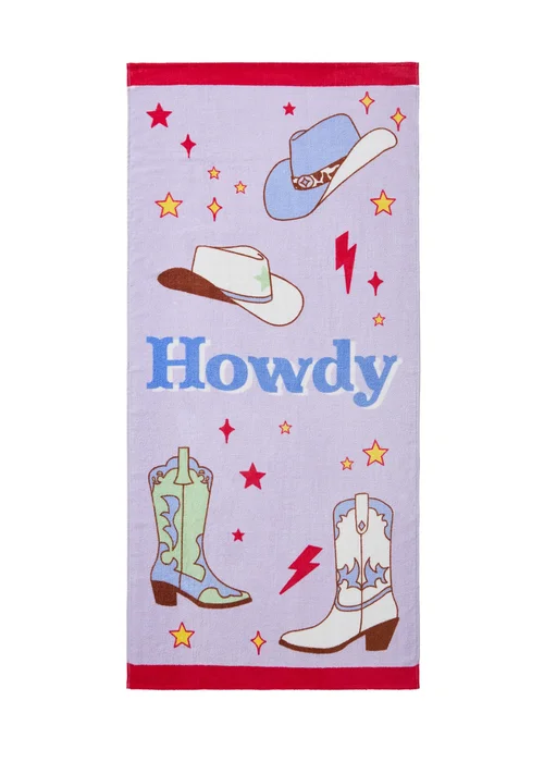 Sassy B Howdy Cowgirl Cotton Beach Towel - One Size Image 3