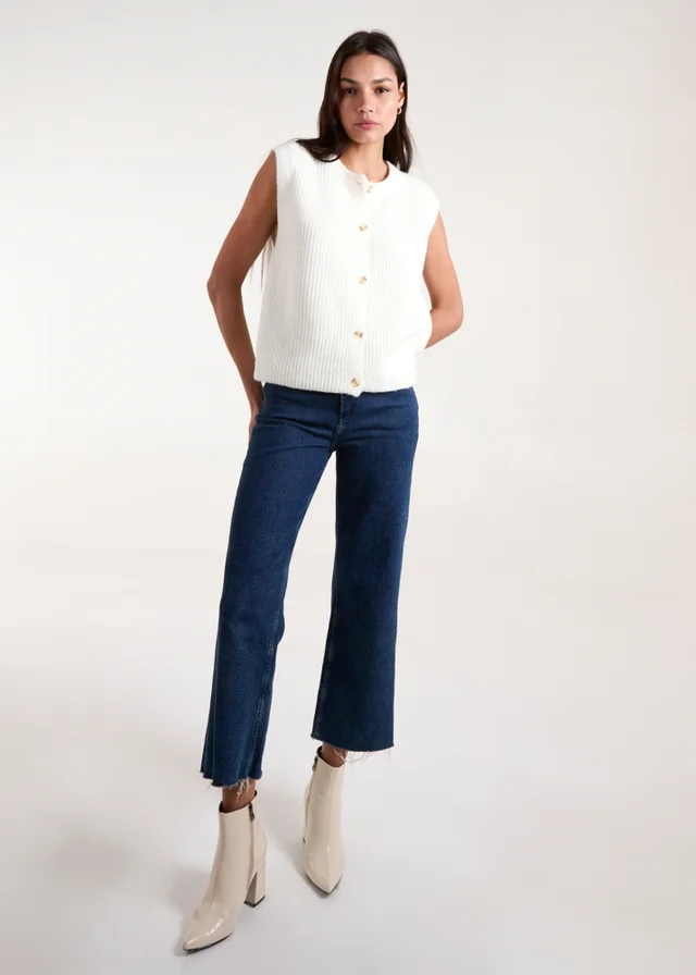 Blue Vanilla Ivory Ribbed Knit Vest