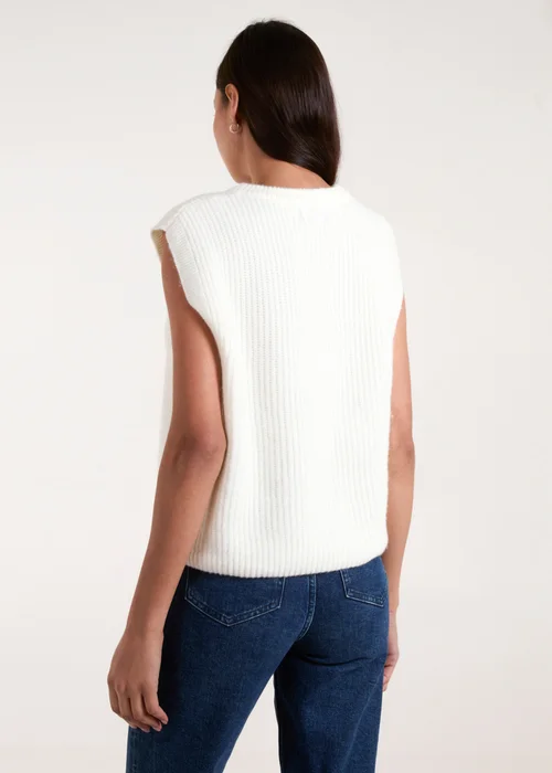 Blue Vanilla Ivory Ribbed Knit Vest - S/M Image 3