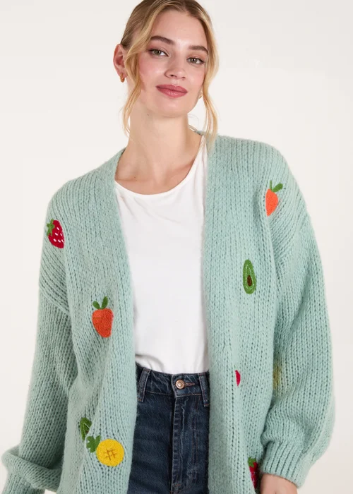 Blue Vanilla Sage Embroidery Fruit Cardigan - Small/Medium Image 3