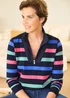 Cotton Traders Navy Stripe Zip-Neck Sweatshirt - 16 Image 2