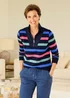 Cotton Traders Navy Stripe Zip-Neck Sweatshirt - 16 Image 1