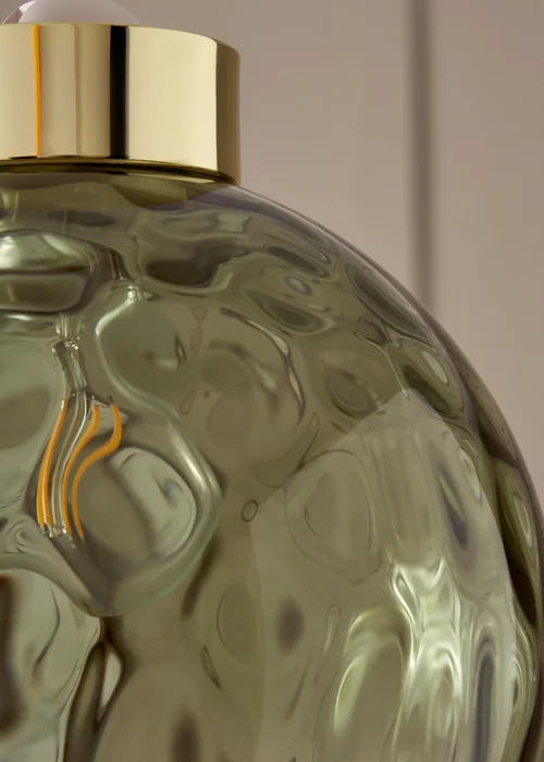 BHS Dalton Dimpled Glass Ball Easyfit Green (22cm x 25cm) - One Size Image 4