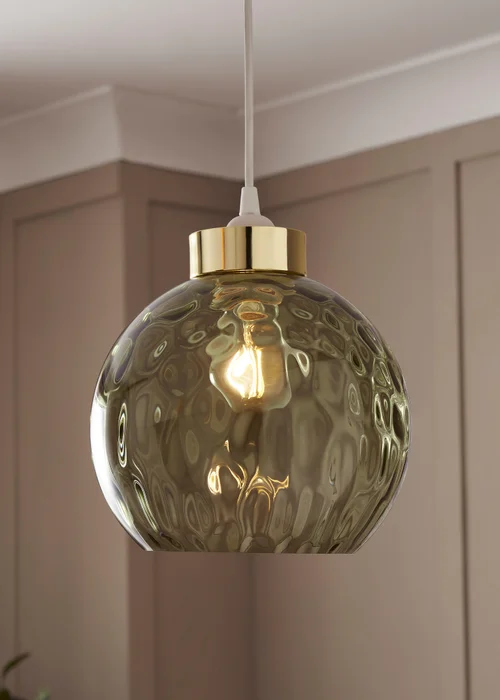 BHS Dalton Dimpled Glass Ball Easyfit Green (22cm x 25cm) - One Size Image 3