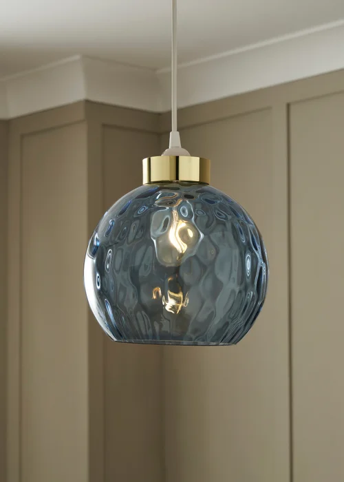 BHS Dalton Dimpled Glass Ball Easyfit Blue (22cm x 25cm) - One Size Image 3