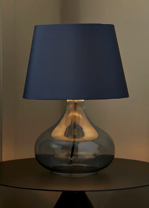 BHS Elder Glass Table Lamp Blue (33cm x 24cm) - One Size Image 3