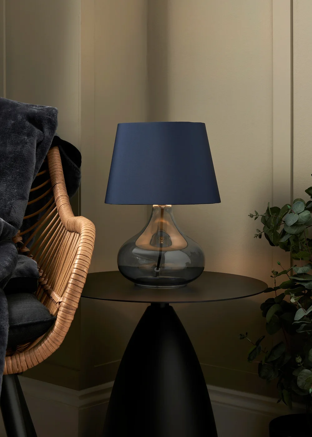 BHS Elder Glass Table Lamp Blue (33cm x 24cm) - One Size Image 1