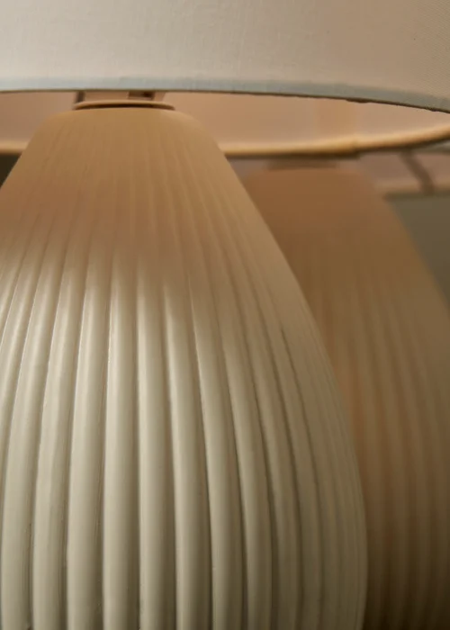 BHS Alder Teardrop Ceramic Table lamp TWIN PACK Cream (32cm x 18cm) - One Size Image 4