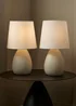 BHS Alder Teardrop Ceramic Table lamp TWIN PACK Cream (32cm x 18cm) - One Size Image 3