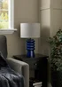 BHS Fava Ribbed Glass Table Lamp Blue (45cm x 27cm) - One Size Image 2