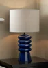 BHS Fava Ribbed Glass Table Lamp Blue (45cm x 27cm) - One Size Image 3
