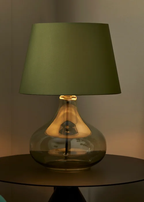 BHS Elder Glass Table Lamp Green (33cm x 24cm) - One Size Image 3
