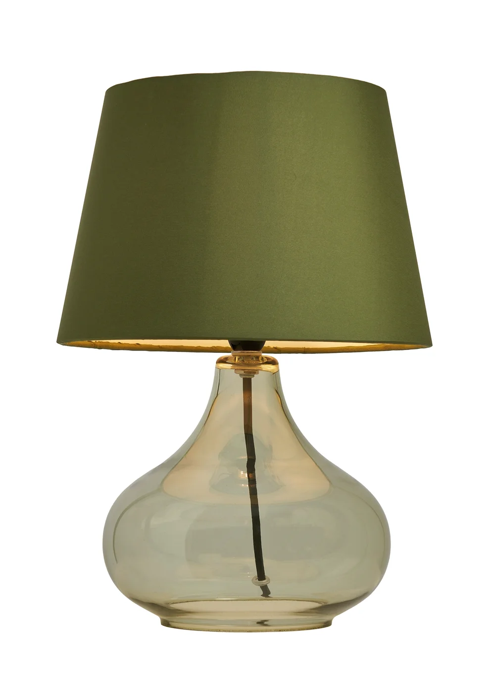 BHS Elder Glass Table Lamp Green (33cm x 24cm) - One Size Image 5