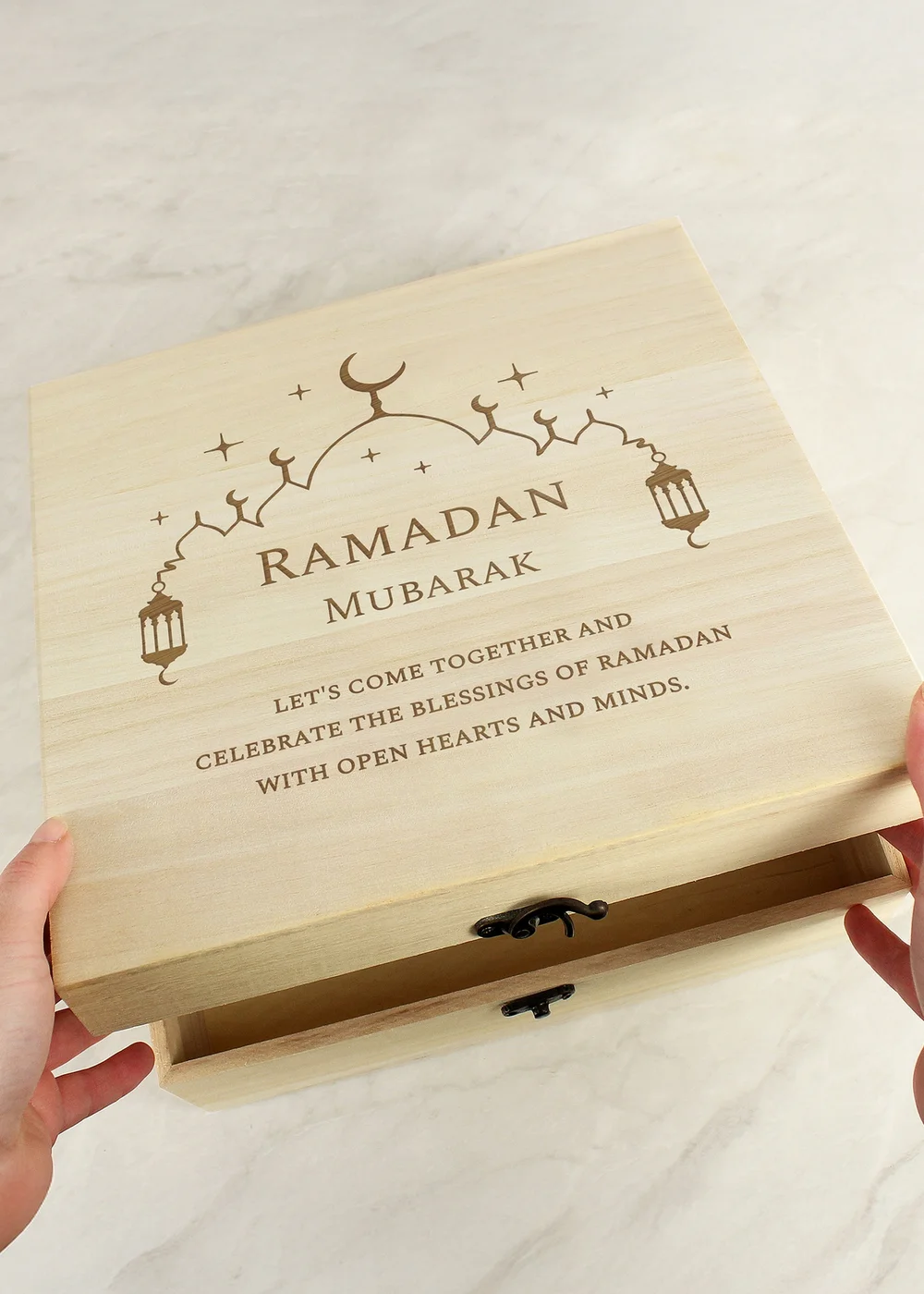 Personalised Memento Company Brown Eid & Ramadan Wooden Keepsake Box - One Size Image 2