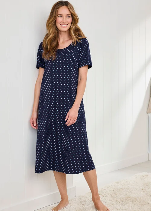Cotton Traders Dark Blue 2 Pack Short Sleeve Nightdresses - Size 26-28 Image 2