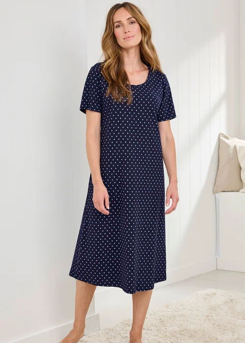 Cotton Traders Dark Blue 2 Pack Short Sleeve Nightdresses - Size 26-28 Image 4